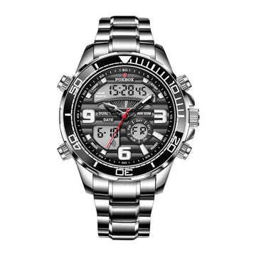 NEW MENS WATCHES - Dual Display Stainless Steel Sport Waterproof Sports Watch - The Jewellery Supermarket